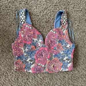 Cropped bedazzled Zara top